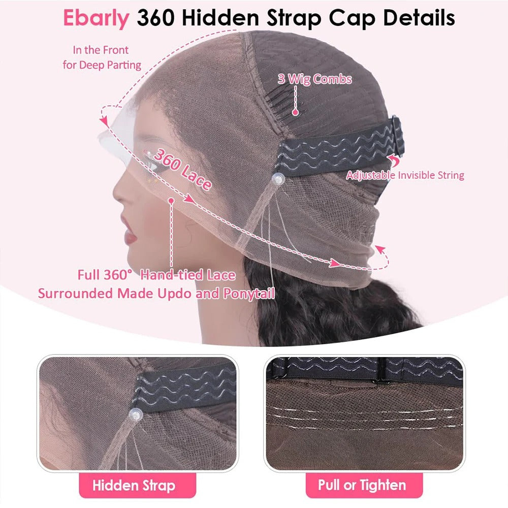 Lodmemo Deep Curly 360 Invisible Strap Full Lace Glueless Wig Deep Curly Lace Frontal Bleached Knots Pre Cut Frontal Lace Wig