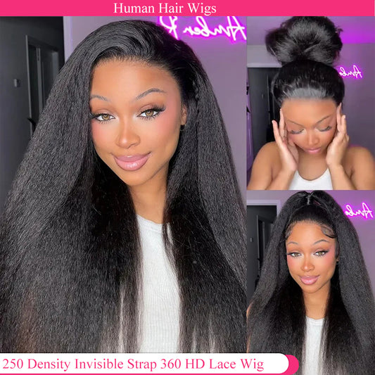 Kinky Straight Half Wigs Human Hair Seamless Kinky Curly Flip Over Wig Beginner Friendly