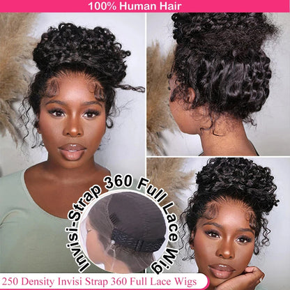Lodmemo Deep Curly Invisible Strap Snug Fit 360 Full HD Transparent Curly Lace Frontal Bleached Knots Pre Cut Lace Wig