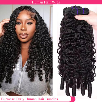 Lodmemo Burmese Curly Human Hair Bundles 1 3 4Bundles Deal for All Hair Textures 10A Grade 100% Human Virgin Hair unprocessed Human Hair