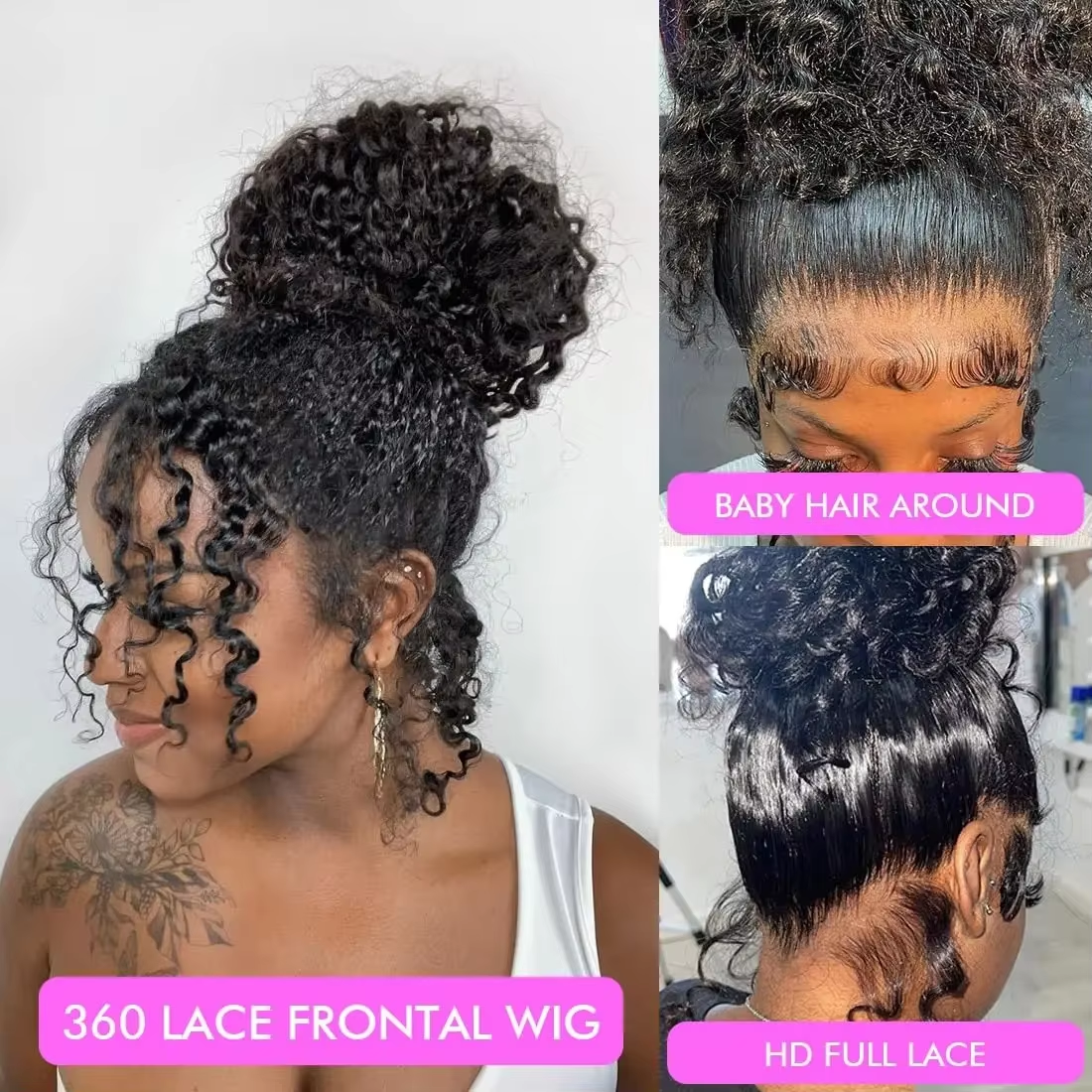 Lodmemo 360 Glueless Human Hair Deep Curly 360 Invisible Strap Lace Frontal Bleached Knots Pre Cut Frontal Lace Wig