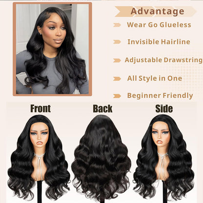 Lodmemo Body Wave Half Wigs Human Hair Glueless Wigs With Drawstring Flip Over Wig Beginner Friendly