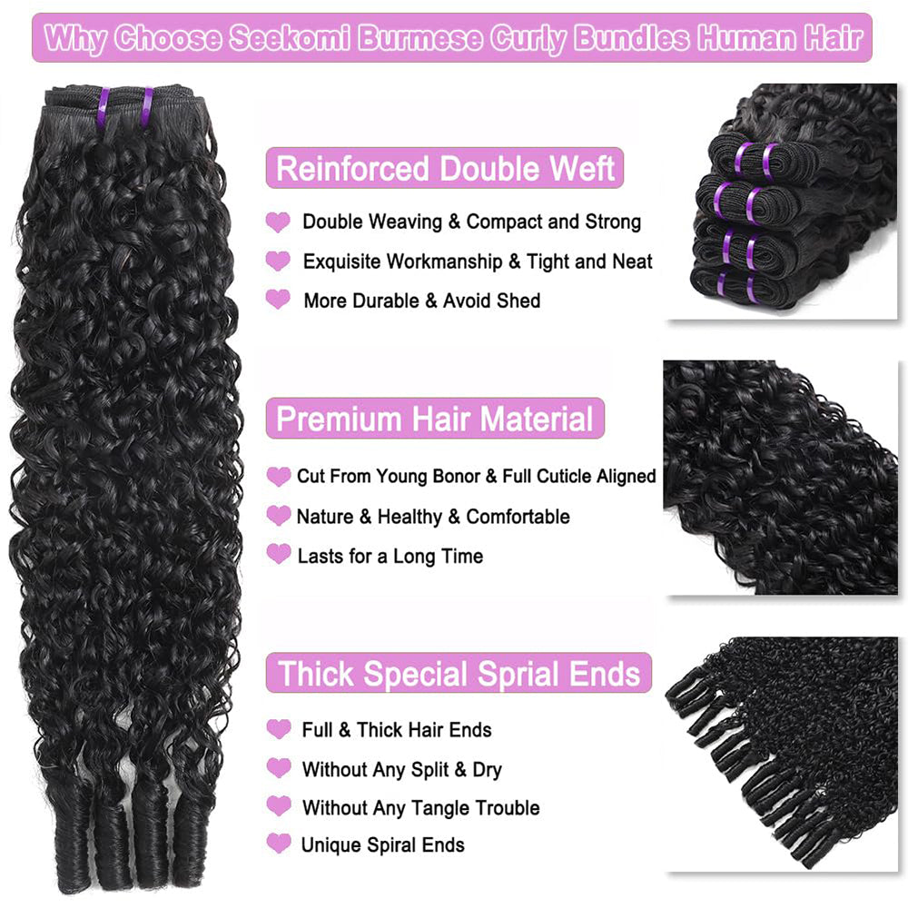 Lodmemo Beaufox Burmese Curly Hair Bundles Pixie Curly Bundles Human Hair Virgin 10A Grade 100% Human Virgin Hair unprocessed Human Hair