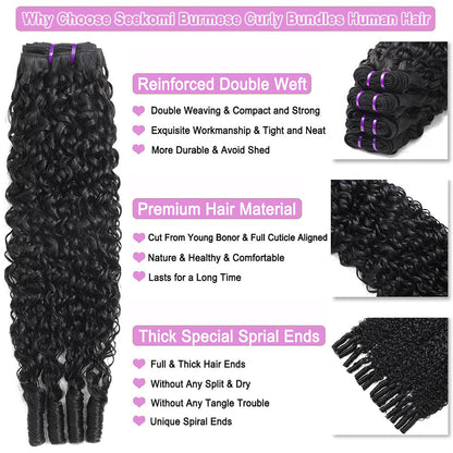 Lodmemo Beaufox Burmese Curly Hair Bundles Pixie Curly Bundles Human Hair Virgin 10A Grade 100% Human Virgin Hair unprocessed Human Hair