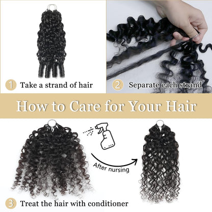 Lodmemo Burmese Curly Crochet Human Hair for Boho Braids Miracle Knots Ready Pre-Separated Time-Saving Design