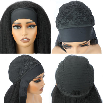 Lodmemo Kinky Straight Headband Wig Human Hair Glueless Wig  Flip Over Wig Beginner Friendly