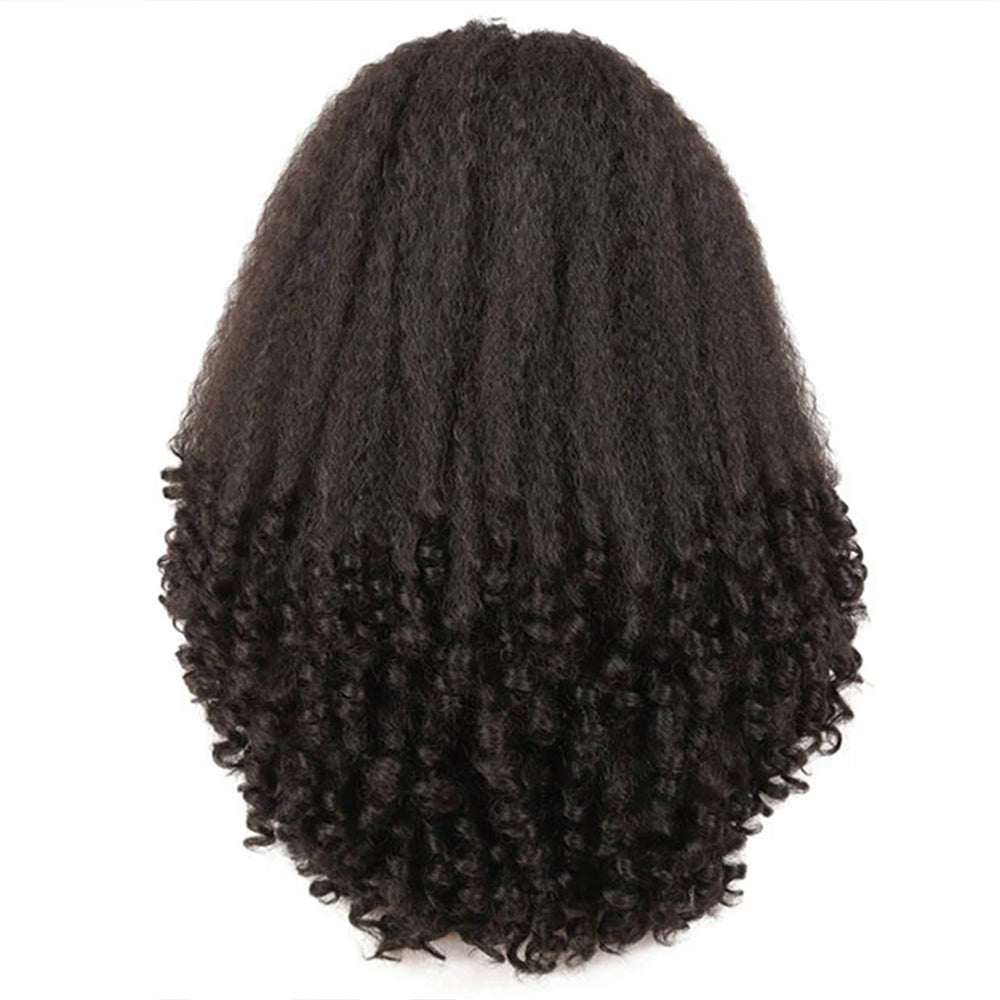 Lodmemo Kinky Straight Burmese Curly Half Wigs Human Hair Glueless Wigs Seamless Kinky Curly Flip Over Wig Beginner Friendly