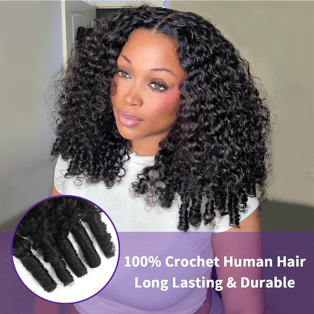 Lodmemo Burmese Curly Crochet Human Hair for Boho Braids Miracle Knots Ready Pre-Separated Time-Saving Design