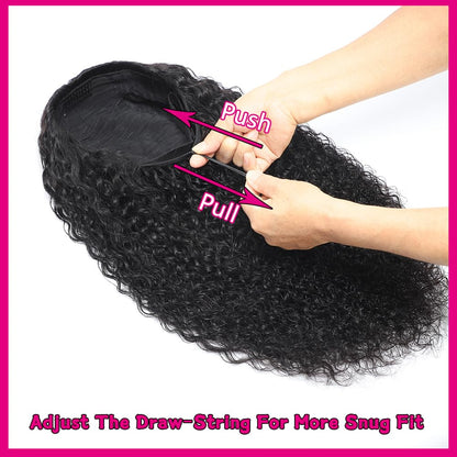 Lodmemo Water Wave Half Wigs Human Hair Glueless Wig With Drawstring Flip Over Wig Beginner Friendly