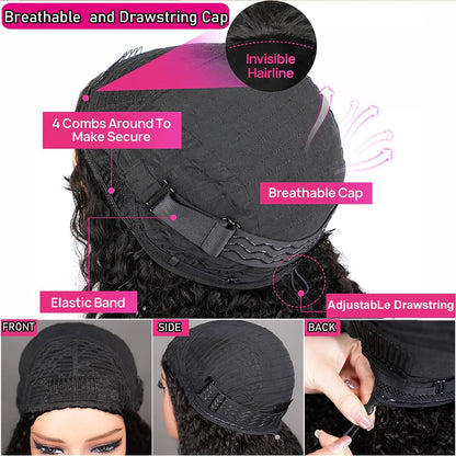 Lodmemo Body Wave Half Wig Human Hair Glueless Wigs With Drawstring Flip Over Wig Beginner Friendly