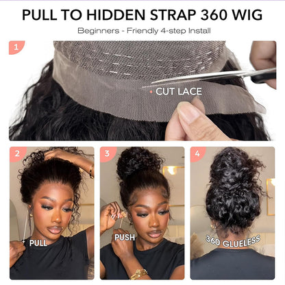 Lodmemo Deep Curly Invisi Strap Snug Fit 360 Transparent Curly Lace Frontal Bleached Knots Pre Cut Lace Wig