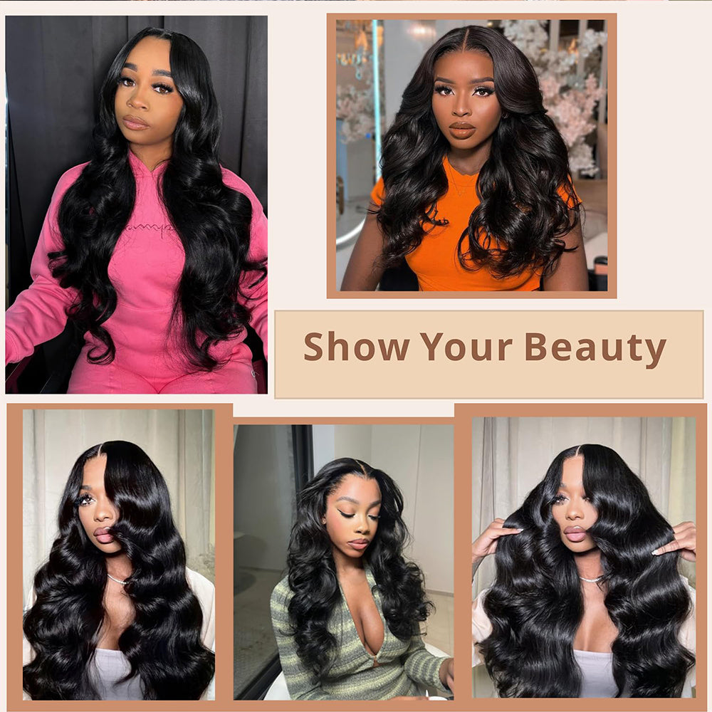 Lodmemo Body Wave Half Wig Human Hair Glueless Wigs With Drawstring Flip Over Wig Beginner Friendly