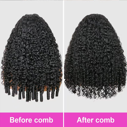 Burmese Curly Half Wigs Human Hair Seamless Kinky Curly Flip Over Wig Beginner Friendly