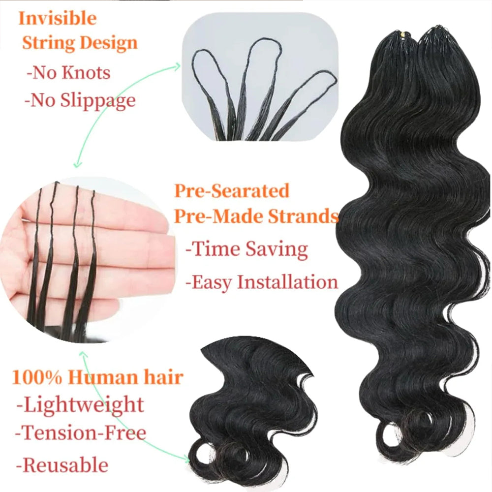 Lodmemo Body Wave Crochet Human Hair for Boho Braids Miracle Knots Ready Pre-Separated Time-Saving Design
