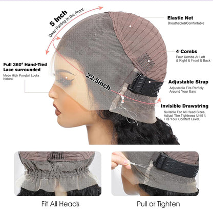 Lodmemo Deep Curly Invisi Strap Snug Fit 360 Transparent Curly Lace Frontal Bleached Knots Pre Cut Lace Wig