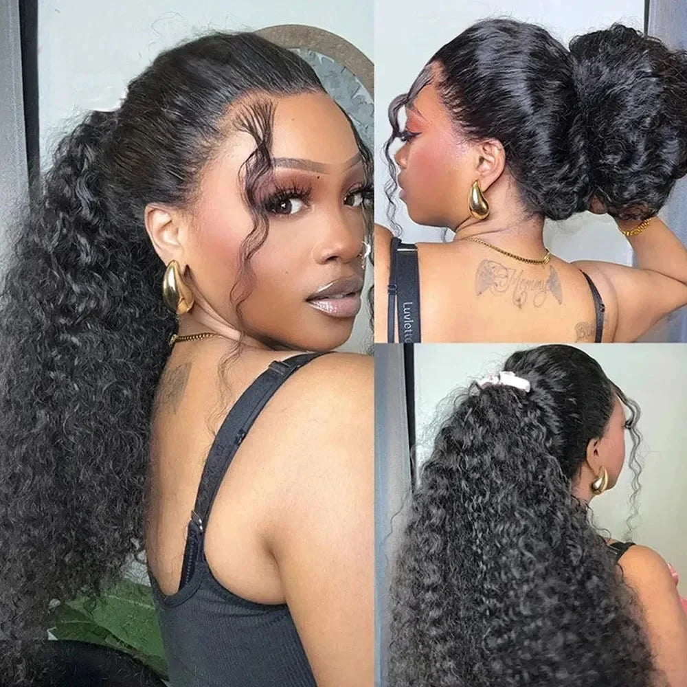 Lodmemo Deep Curly 360 Invisible Strap Full Lace Glueless Wig Deep Curly Lace Frontal Bleached Knots Pre Cut Frontal Lace Wig