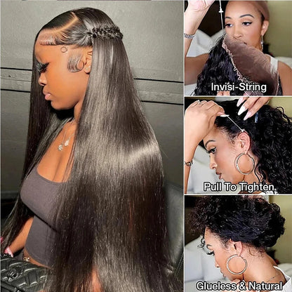 Lodmemo  Bone Straight Wave 360 Invisible Strap Lace Frontal HD Transparent Bleached Knots Pre Cut Lace Wig