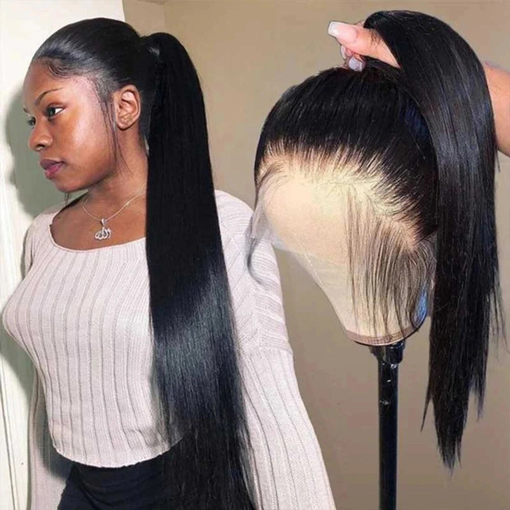 Lodmemo  Bone Straight Wave 360 Invisible Strap Lace Frontal HD Transparent Bleached Knots Pre Cut Lace Wig