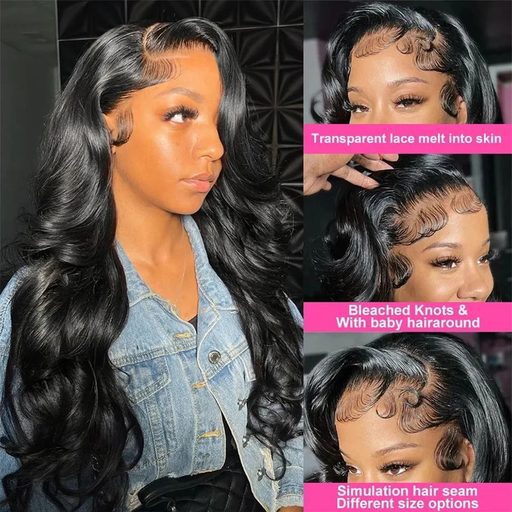 Body Wave 360 Invisible Strap Snug Fit 360 HD Transparent 360 Lace Frontal Bleached Knots Pre Cut Lace Wig