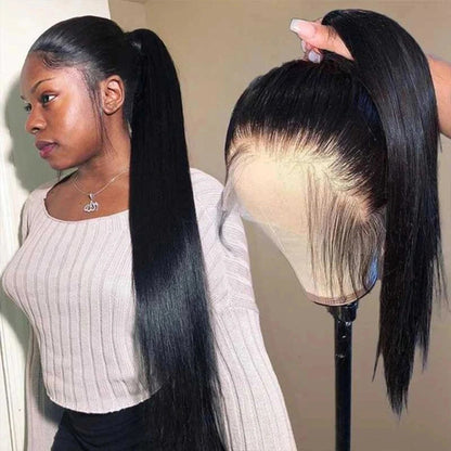 Bone Straight Wave 360 Invisible Strap Snug Fit HD Transparent Bone Lace Frontal Bleached Knots Pre Cut Lace Wig