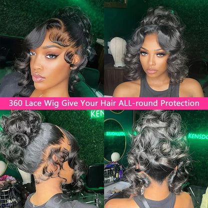 Lodmemo Body Wave 360 Invisible Strap Lace Frontal HD Transparent Bleached Knots Pre Cut Lace Wig