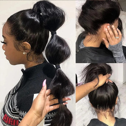Lodmemo Straight Wave 360 Invisible Strap HD Transparent Bone Lace Frontal Bleached Knots Pre Cut Lace Wig