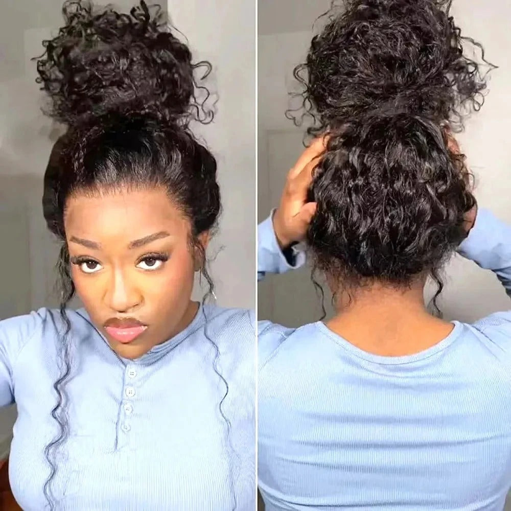 Lodmemo Deep Curly 360 Invisible Strap Full Lace Glueless Wig Deep Curly Lace Frontal Bleached Knots Pre Cut Frontal Lace Wig