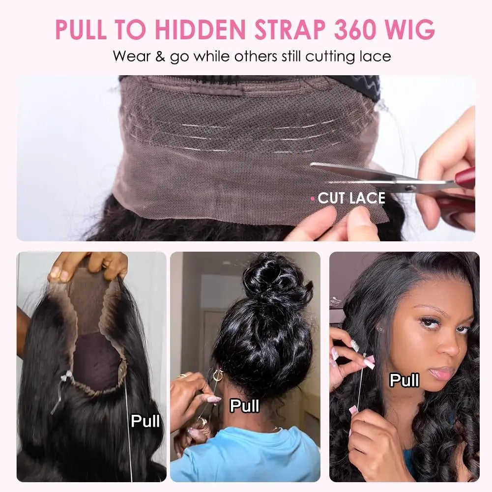 Lodmemo Body Wave Pre Cut 360 Invisible Strap Lace Front Wig Human Hair Glueless Wig HD Transparent Bleached Knots Pre Cut Lace Wig