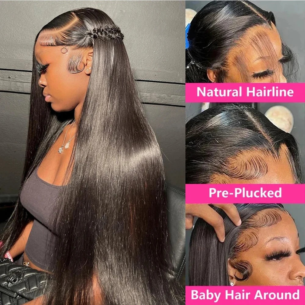 Lodmemo Straight Wave 360 Invisible Strap HD Transparent Bone Lace Frontal Bleached Knots Pre Cut Lace Wig