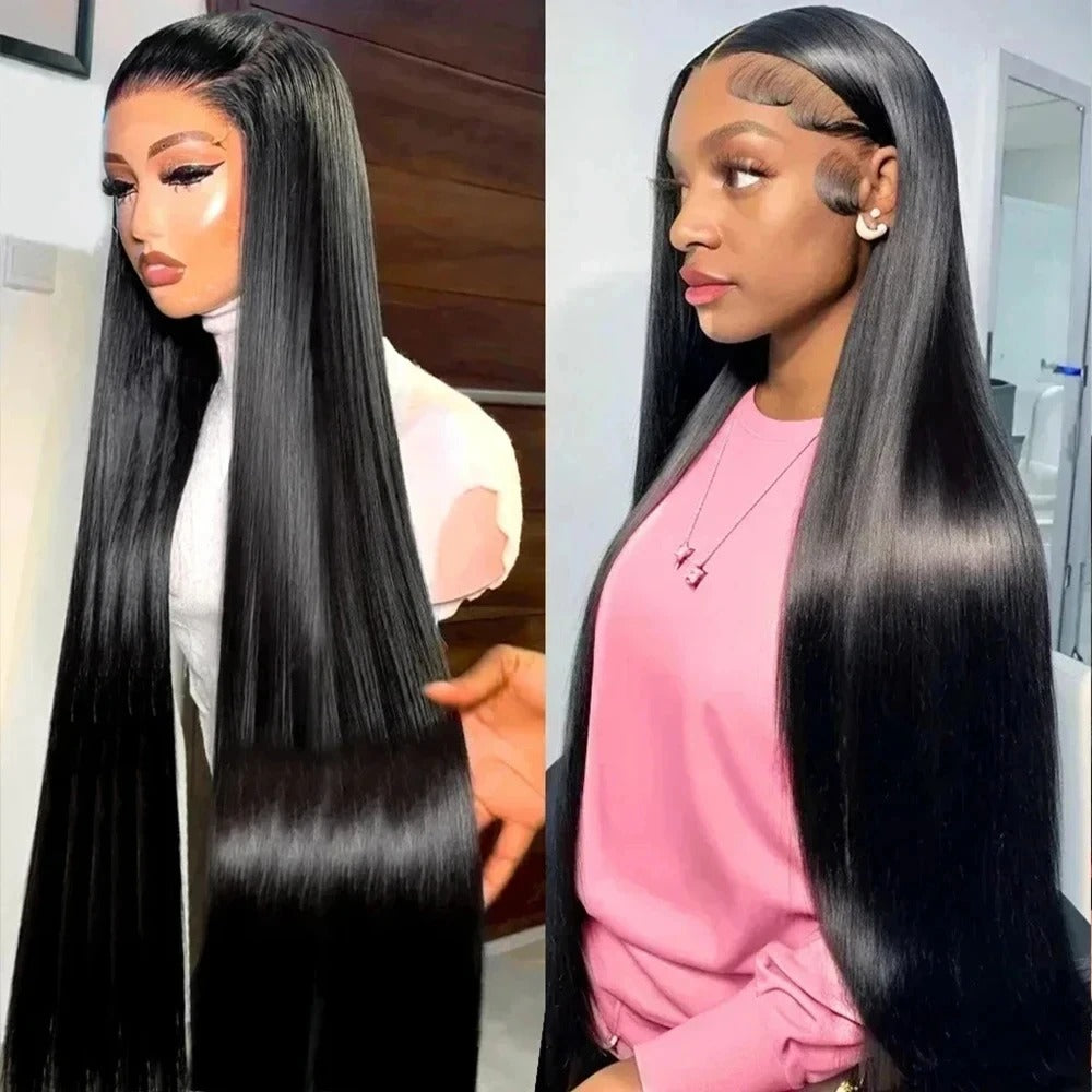 Lodmemo  Bone Straight Wave 360 Invisible Strap Lace Frontal HD Transparent Bleached Knots Pre Cut Lace Wig