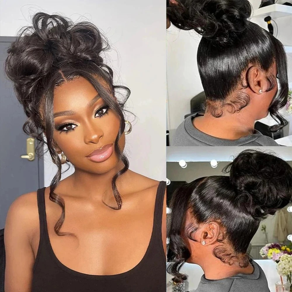 Lodmemo Body Wave Pre Cut 360 Invisible Strap Lace Front Wig Human Hair Glueless Wig HD Transparent Bleached Knots Pre Cut Lace Wig
