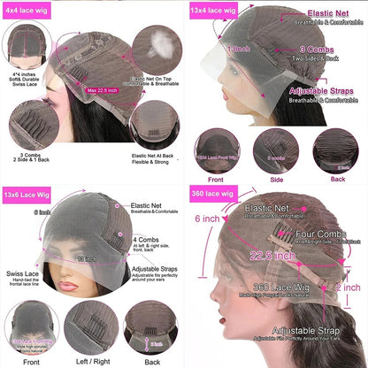 Lodmemo Straight Wave 360 Invisible Strap HD Transparent Bone Lace Frontal Bleached Knots Pre Cut Lace Wig