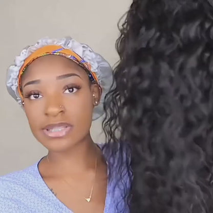 Lodmemo Deep Curly Headband Wig Human Hair Glueless Wig Seamless Kinky Curly Flip Over Wig Beginner Friendly